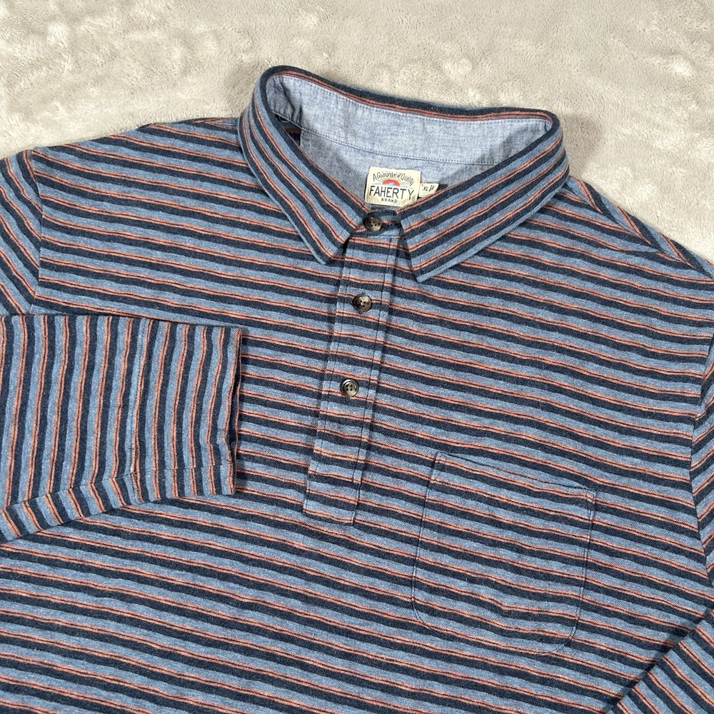 Faherty Luxe Heather Polo Shirt Mens XL Multi Striped Performance Stretch Golf